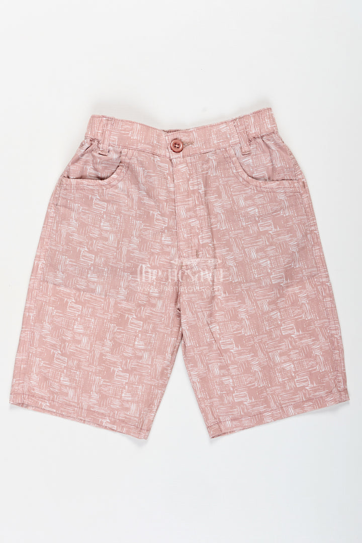 Boys Digital Printed Shorts in Soft Peach with All Day Comfort and Playful Print Accents