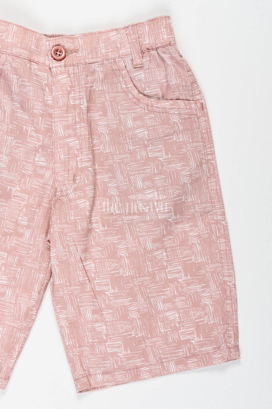 Boys Digital Printed Shorts in Soft Peach with All Day Comfort and Playful Print Accents