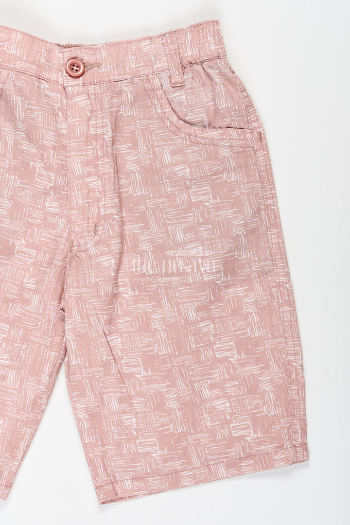 Boys Digital Printed Shorts in Soft Peach with All Day Comfort and Playful Print Accents