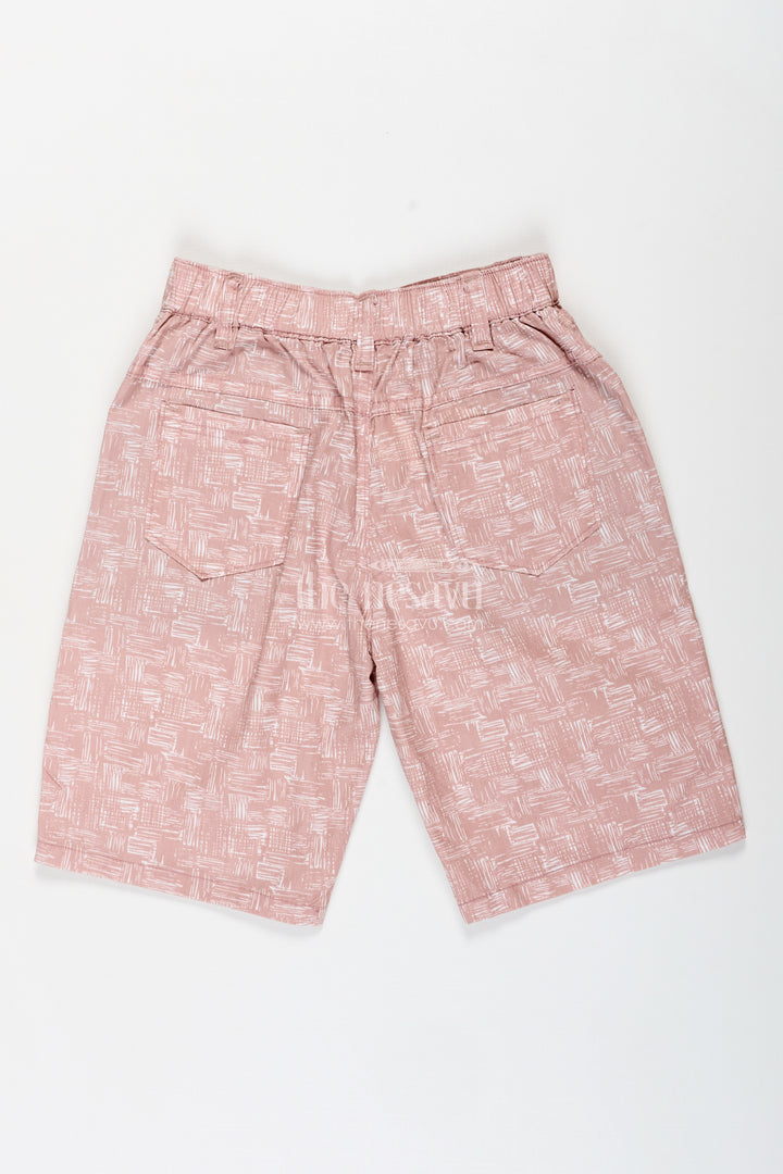 Boys Digital Printed Shorts in Soft Peach with All Day Comfort and Playful Print Accents