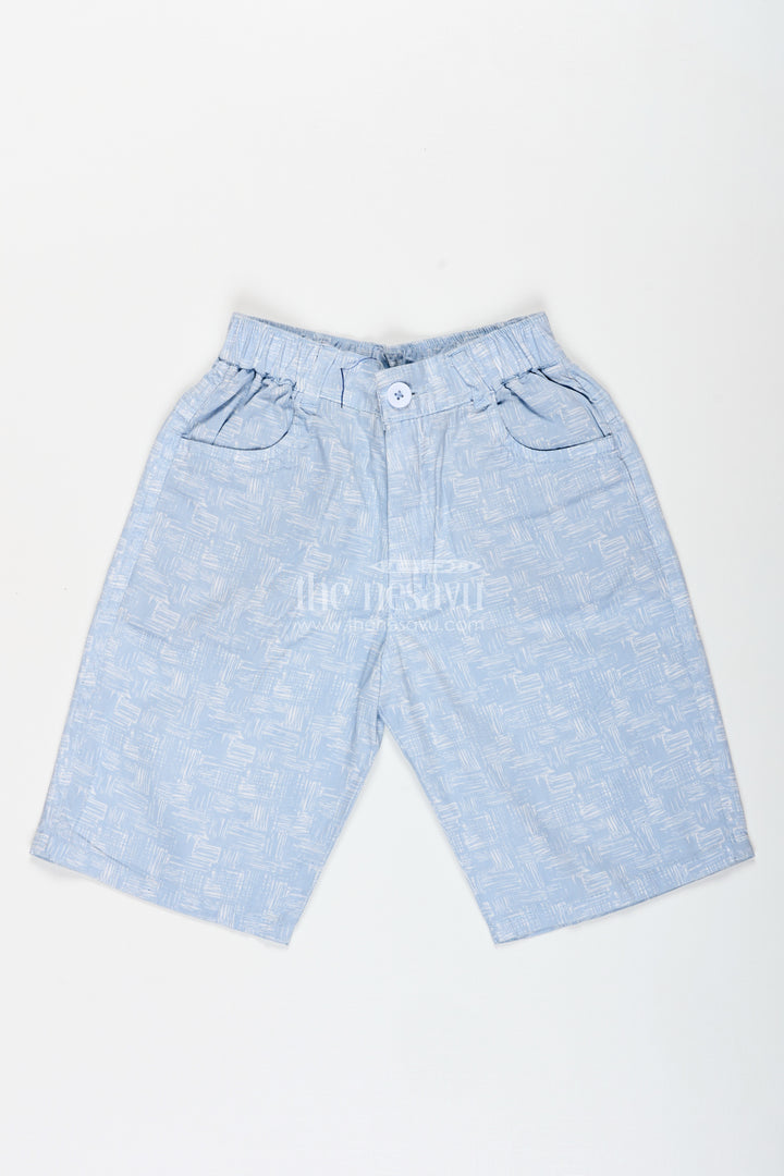 Boys Digital Printed Shorts in Blue with Soft Cotton Blend and Relaxed Fit for Everyday Comfort