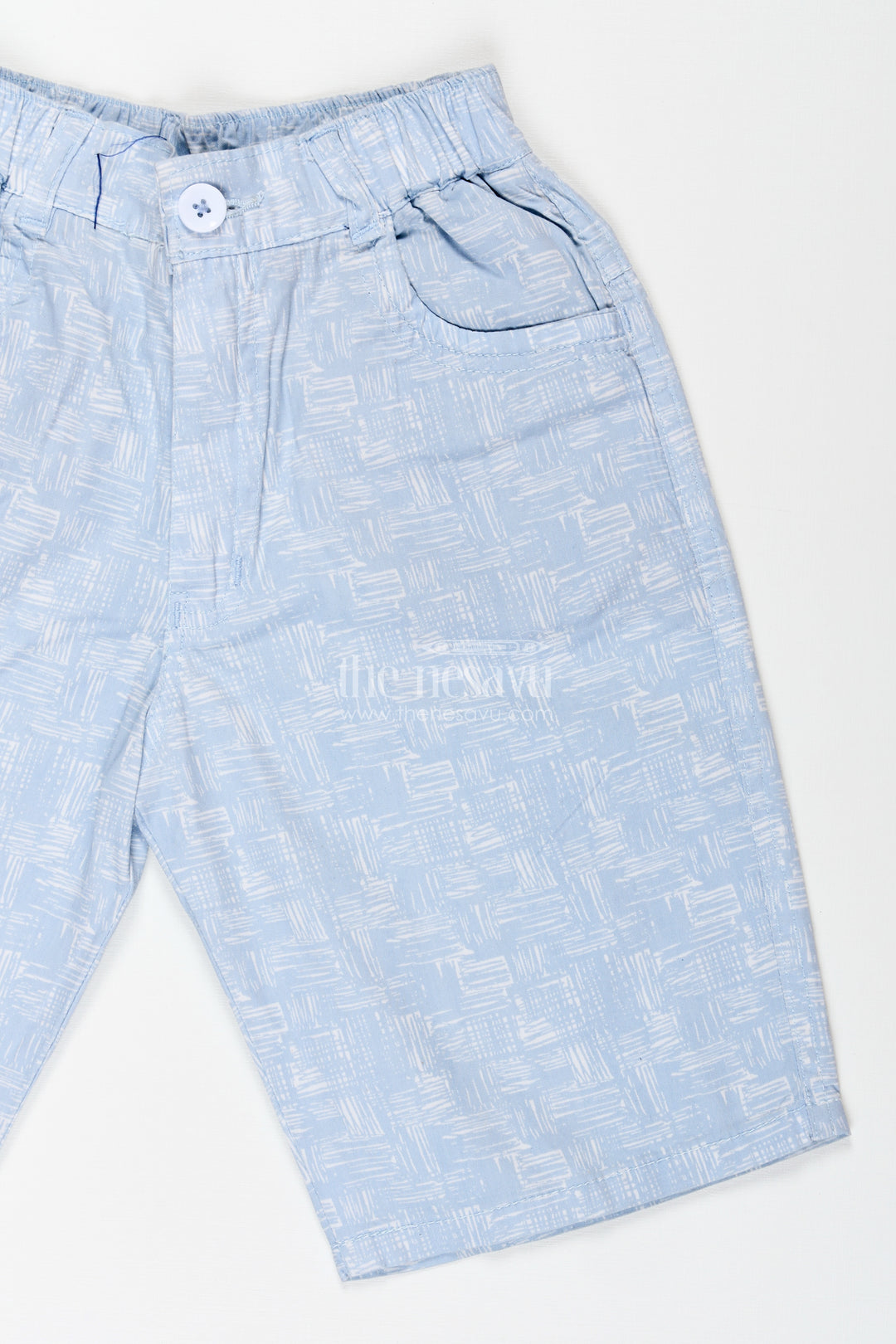 Boys Digital Printed Shorts in Blue with Soft Cotton Blend and Relaxed Fit for Everyday Comfort