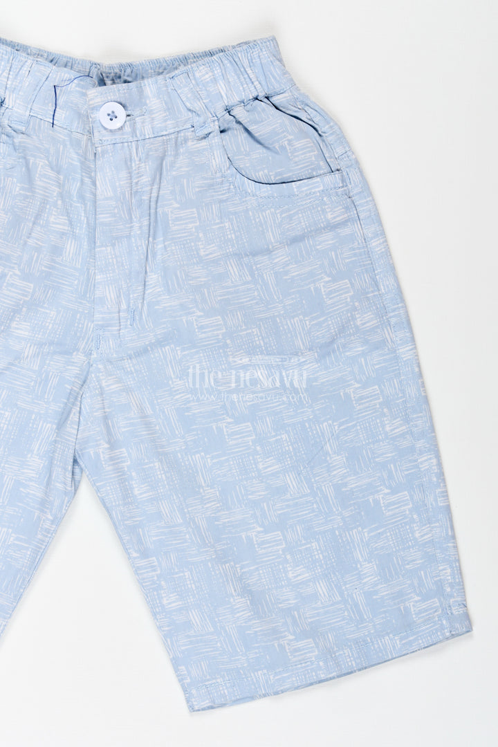 Boys Digital Printed Shorts in Blue with Soft Cotton Blend and Relaxed Fit for Everyday Comfort