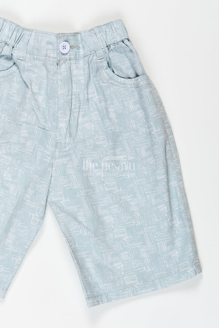 Boys Digital Printed Shorts in Light Green Cotton Blend with Comfortable Fit and Subtle Design