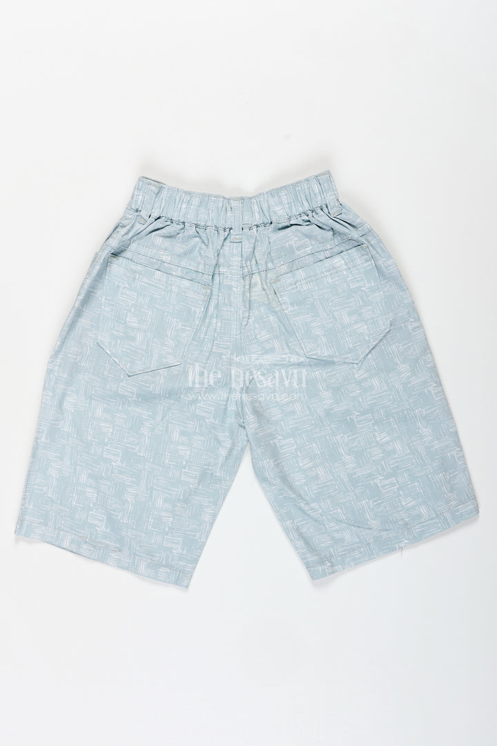 Boys Digital Printed Shorts in Light Green Cotton Blend with Comfortable Fit and Subtle Design