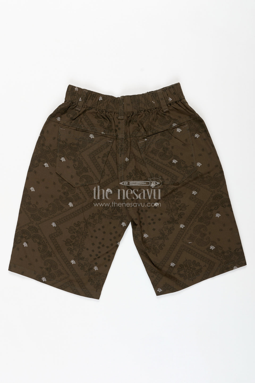 Boys Digital Printed Shorts in Olive Green with Cotton Blend Comfort and Easy Everyday Style