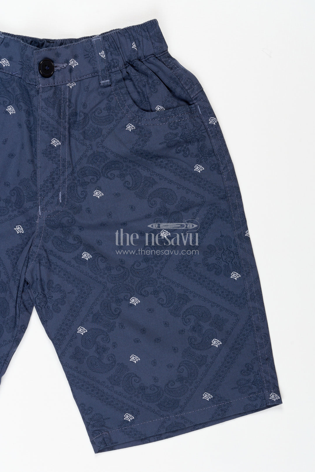 Boys Digital Printed Shorts in Navy Blue with Soft Cotton Blend and All Day Active Fit