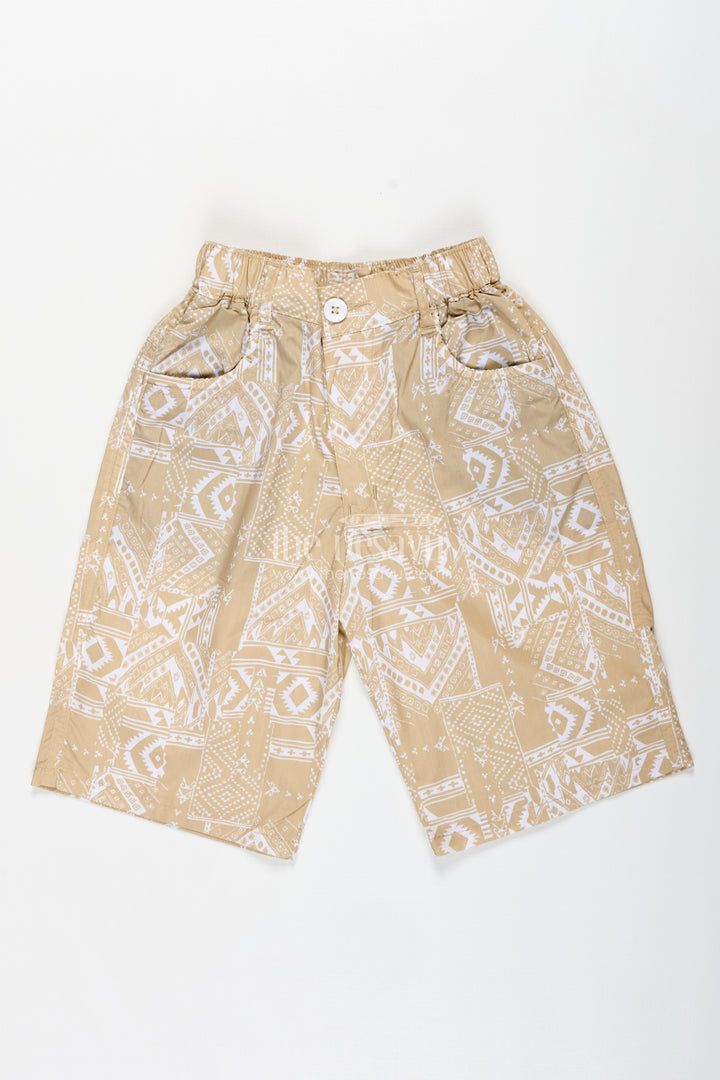 Boys Digital Printed Shorts in Yellow Cotton Blend with Lightweight Feel and Stylish Fit
