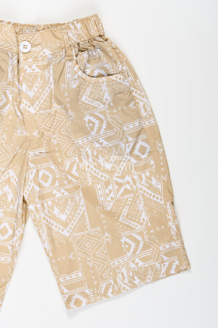 Boys Digital Printed Shorts in Yellow Cotton Blend with Lightweight Feel and Stylish Fit