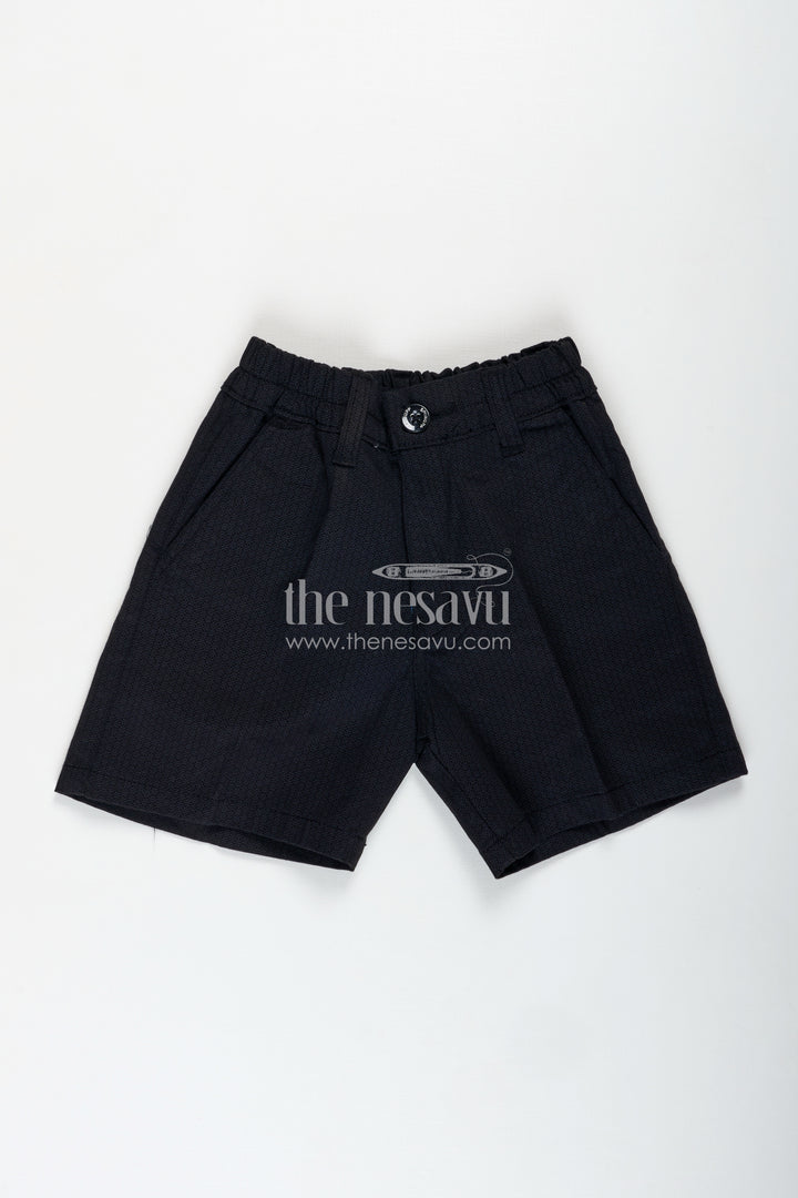 Boys Cotton Blend Black Short Shorts with Elastic Waist and Tailored Fit for Daily Comfort