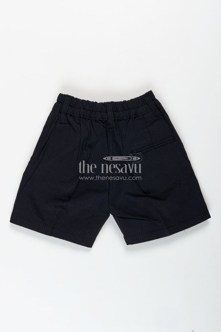 Boys Cotton Blend Black Short Shorts with Elastic Waist and Tailored Fit for Daily Comfort