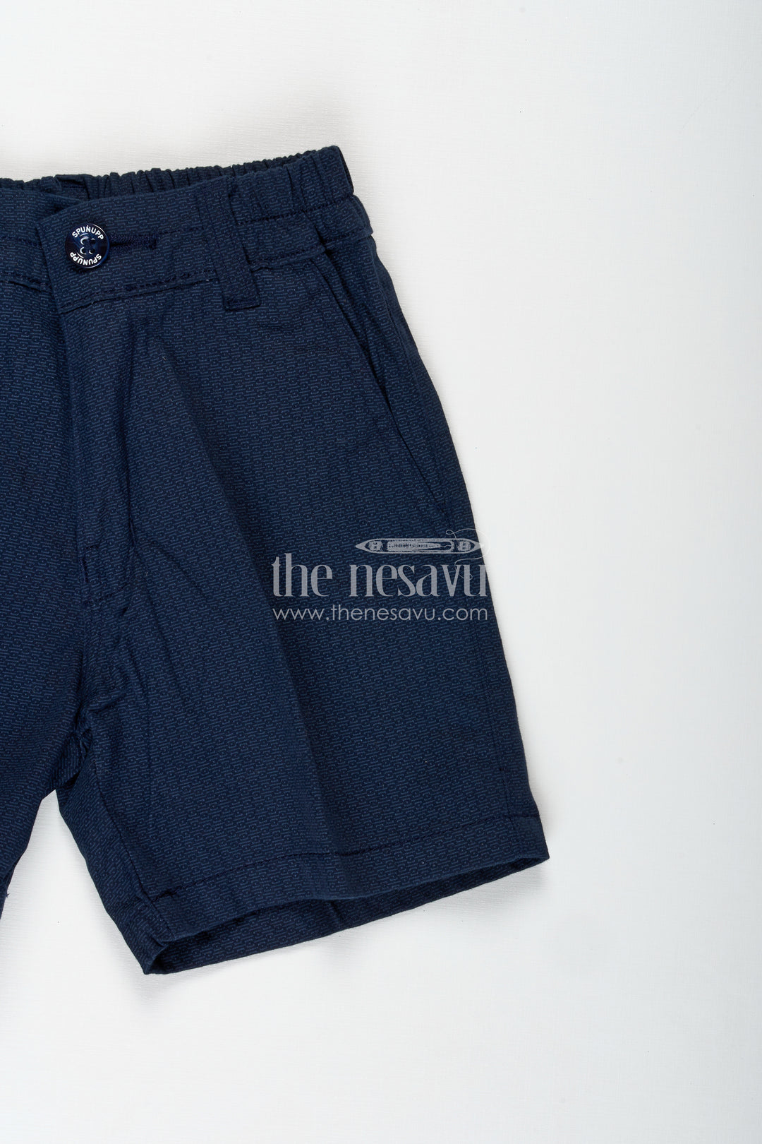 Boys Navy Blue Uniform Shorts in Cotton Blend with Comfortable Elastic Waist and Structured Fit