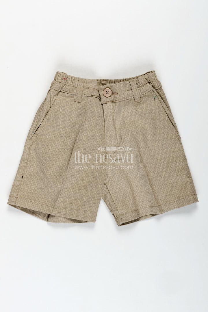 Boys Elastic Waist Shorts in Cotton Blend with Relaxed Fit and Textured Finish for Everyday Wear