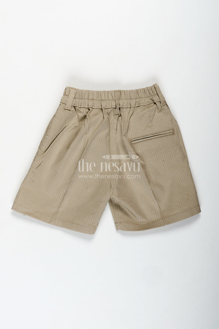 Boys Elastic Waist Shorts in Cotton Blend with Relaxed Fit and Textured Finish for Everyday Wear