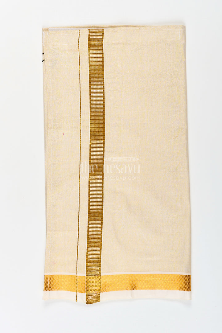 Boys Tissue Dhoti with Golden Border for Comfortable Everyday Traditional Look in Casual Dhoti Style
