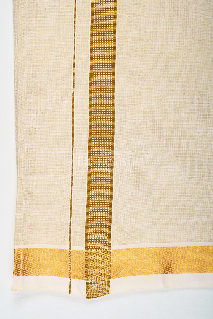 Boys Tissue Dhoti with Golden Border for Comfortable Everyday Traditional Look in Casual Dhoti Style