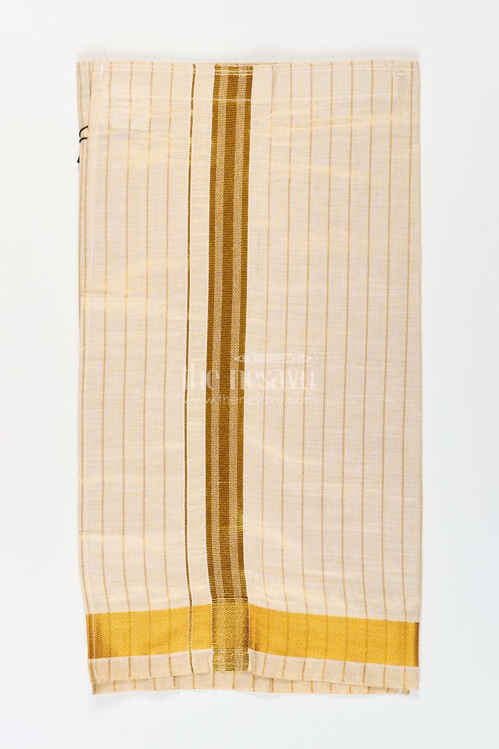 Boys Striped Tissue Dhoti with Gold Border for Versatile Wear in Dhoti Online Shopping Trend
