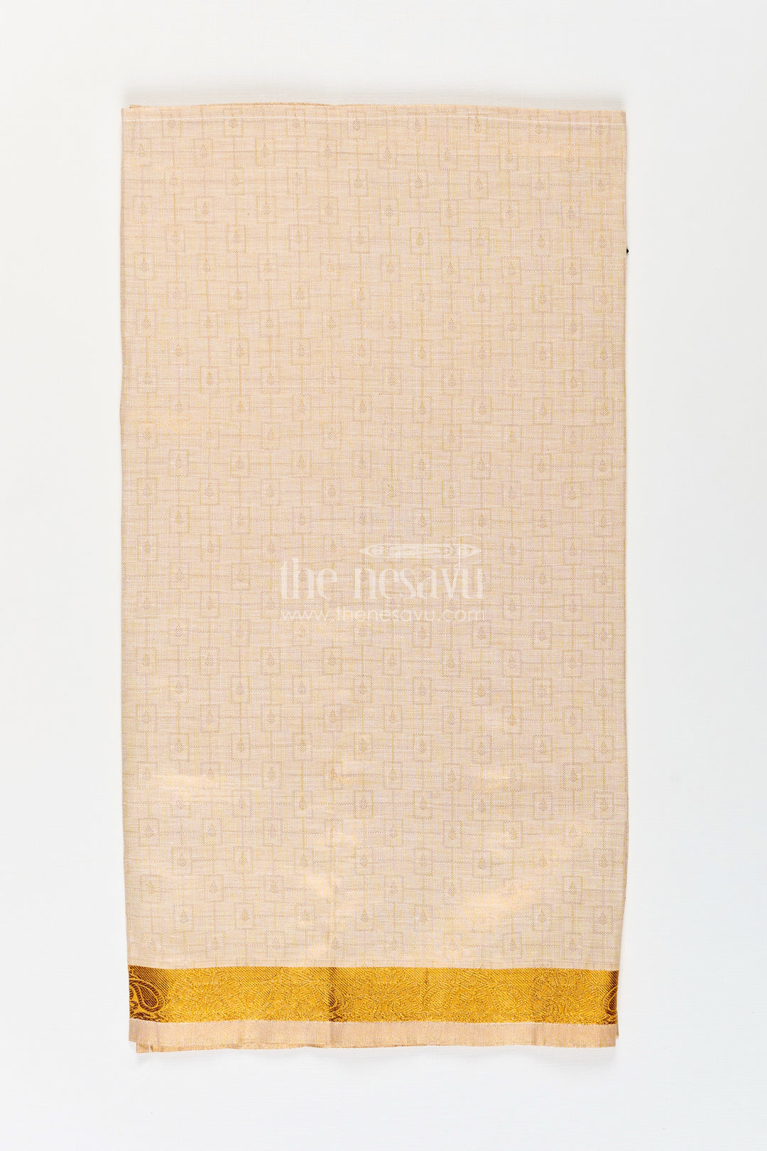 Boys Traditional Tissue Dhoti with Paisley Zari Border for Graceful Simplicity in Simple Dhoti Style