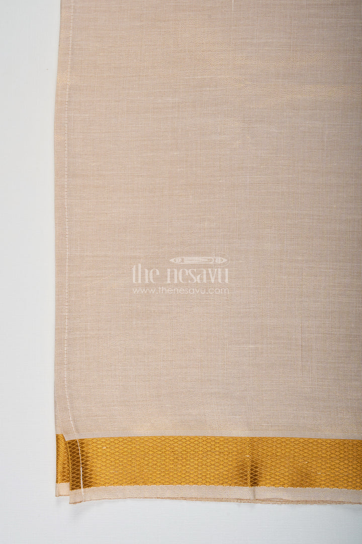 Boys Tissue Dhoti in Beige with Subtle Golden Border Ideal for Traditional Dhoti for Infants