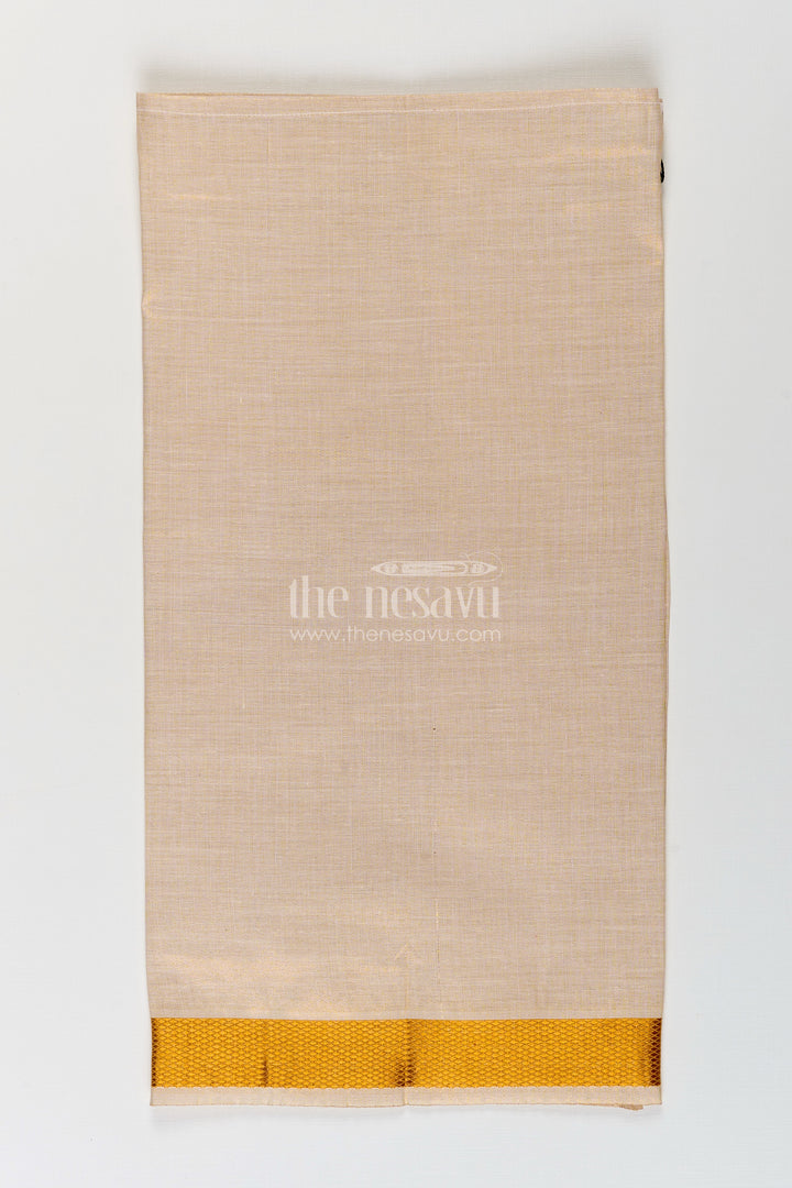 Boys Tissue Dhoti in Beige with Subtle Golden Border Ideal for Traditional Dhoti for Infants