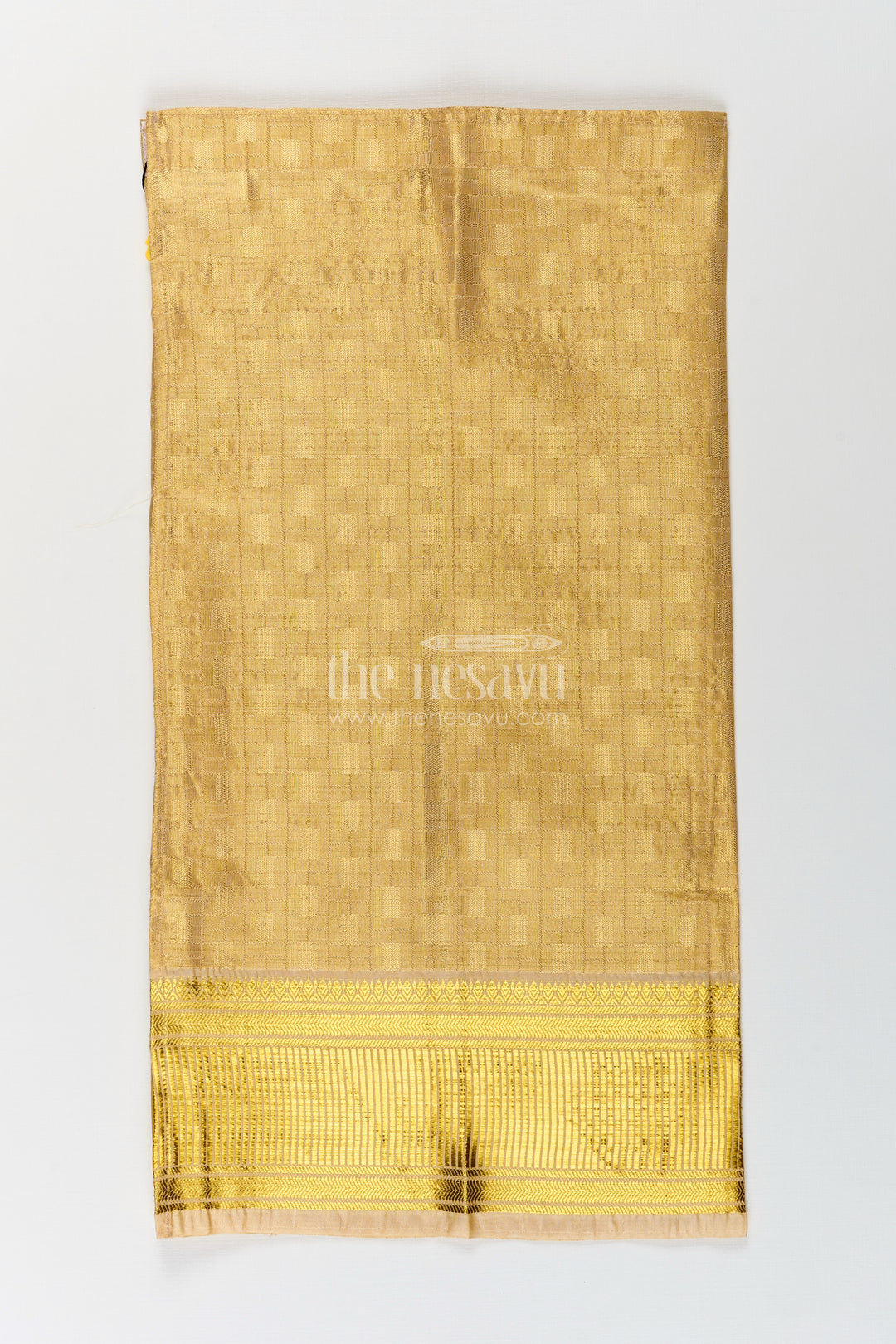 Boys Tissue Embossed Dhoti with Rich Zari Border in yellow dhoti Traditional Style