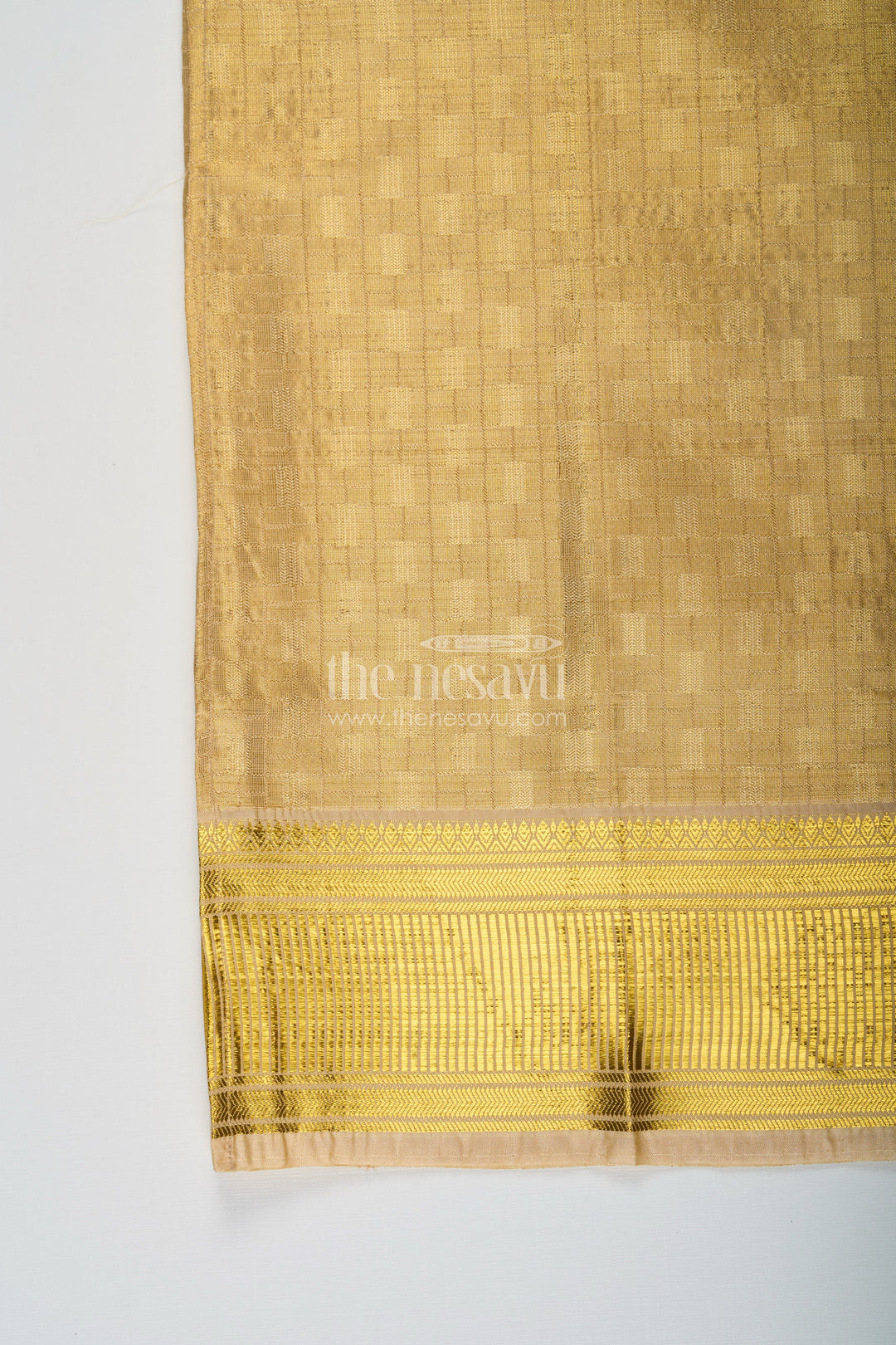 Boys Tissue Embossed Dhoti with Rich Zari Border in yellow dhoti Traditional Style