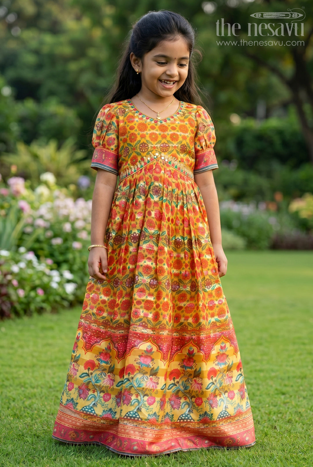 Sunkissed Meadow Aliacut Anarkali Gown for Girls