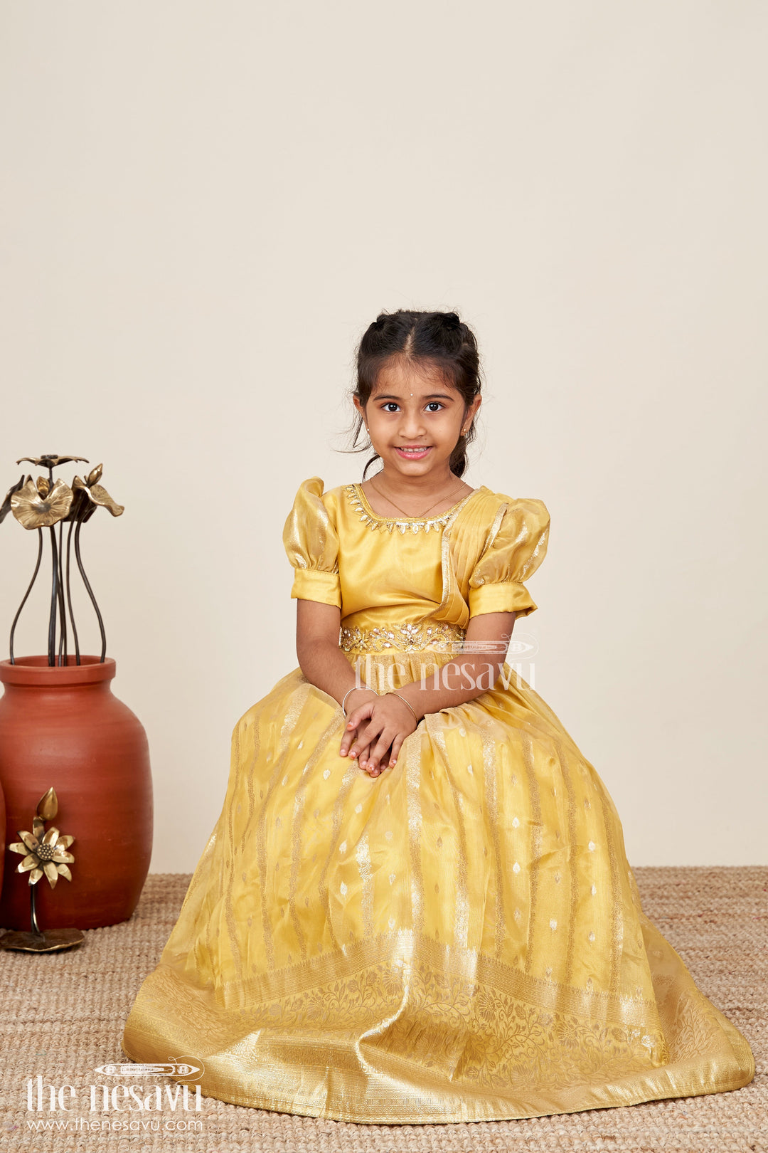 Girls silk gown for wedding and festive wear