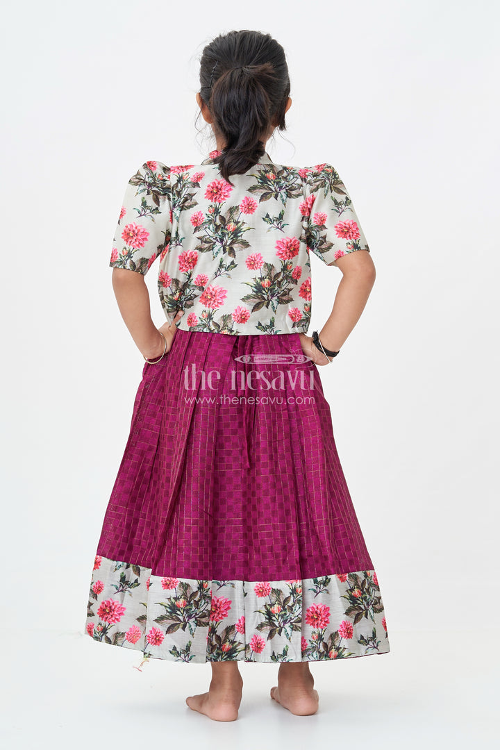 Girls Silk Cotton Gown with Floral Chanderi Overcoat in pink colour gown dress Style