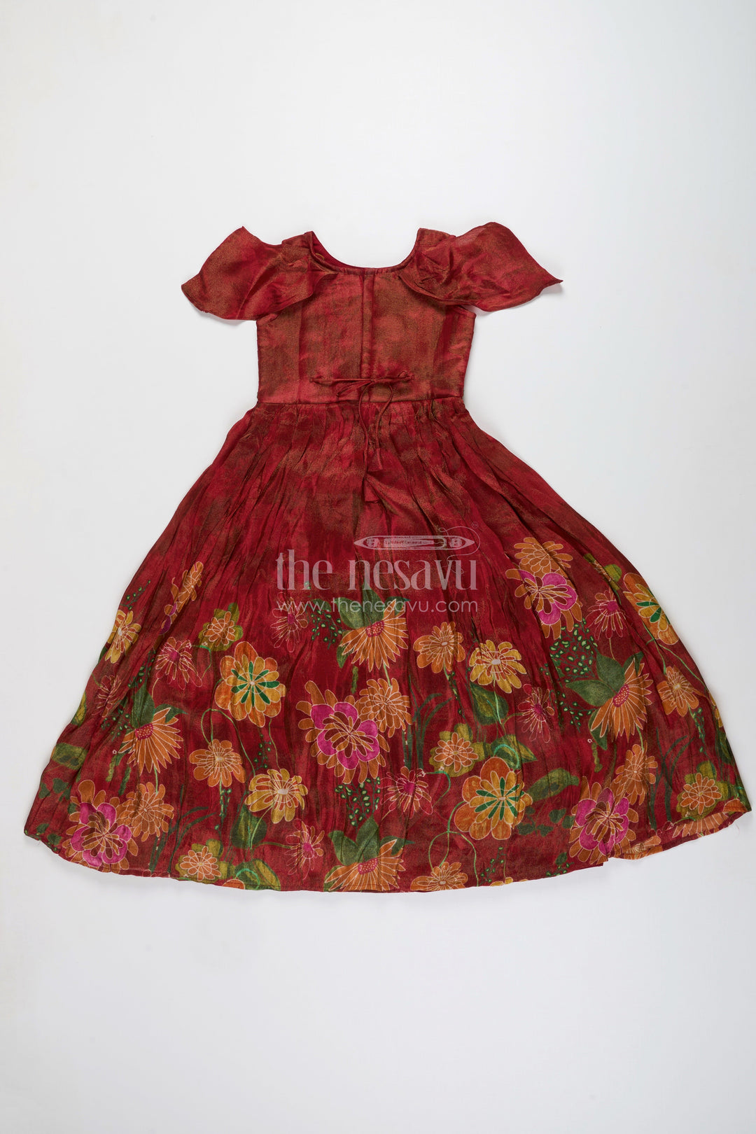 Digital print silk gown for girls for parties and family photoshoots