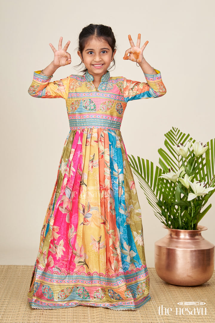 Girls silk gown for festive events and cultural functions