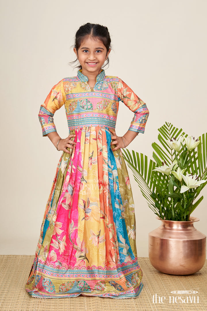 Girls silk gown for festive events and cultural functions
