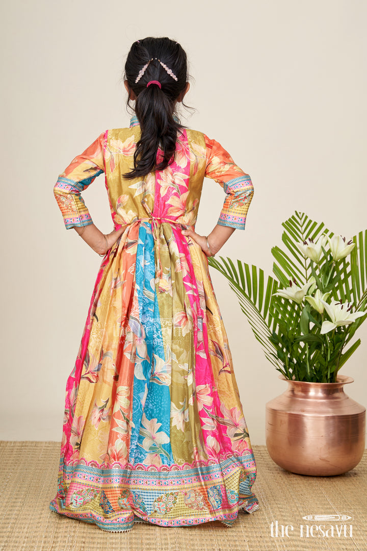 Girls silk gown for festive events and cultural functions