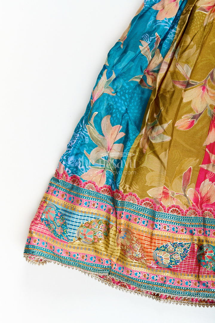 Girls silk gown for festive events and cultural functions