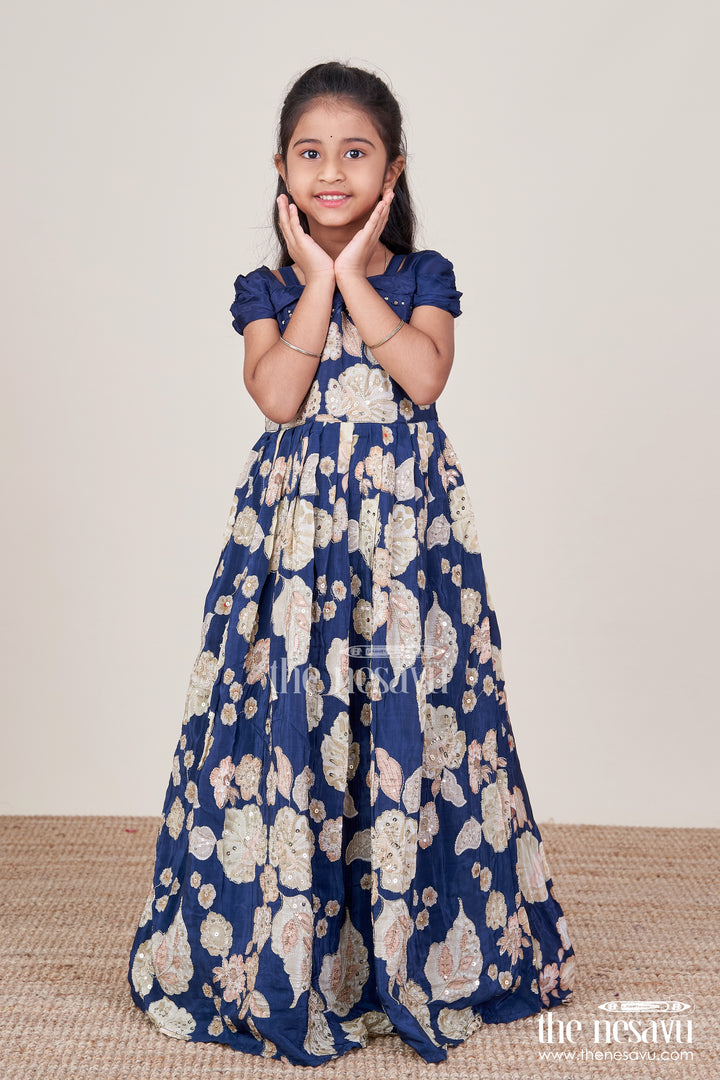 Party Gown for Girls with Digital Print and Sequin Work