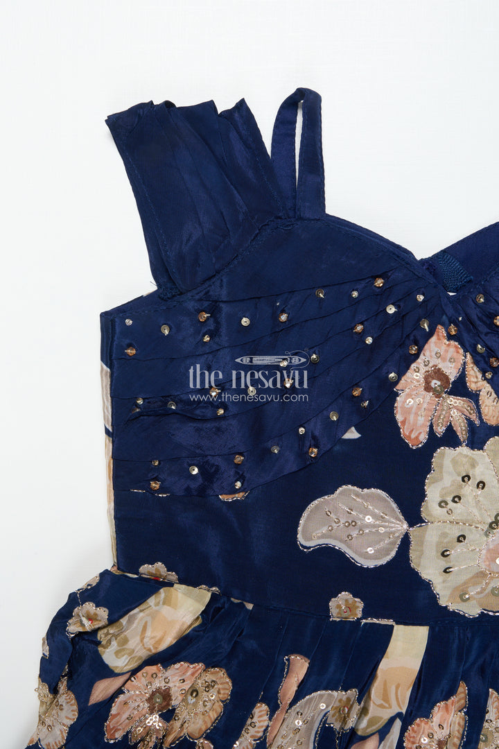 Party Gown for Girls with Digital Print and Sequin Work