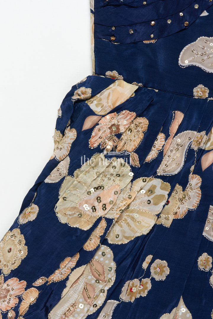 Party Gown for Girls with Digital Print and Sequin Work