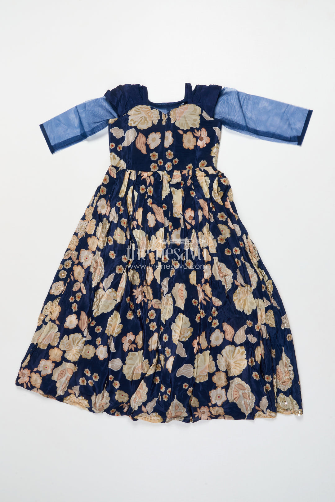 Party Gown for Girls with Digital Print and Sequin Work