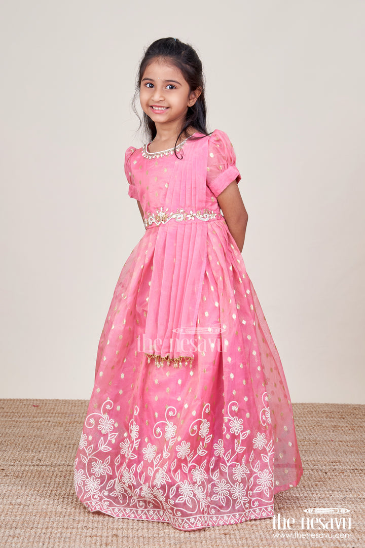 Girls Silk Gown with Embroidery for Birthdays and Festive Wear