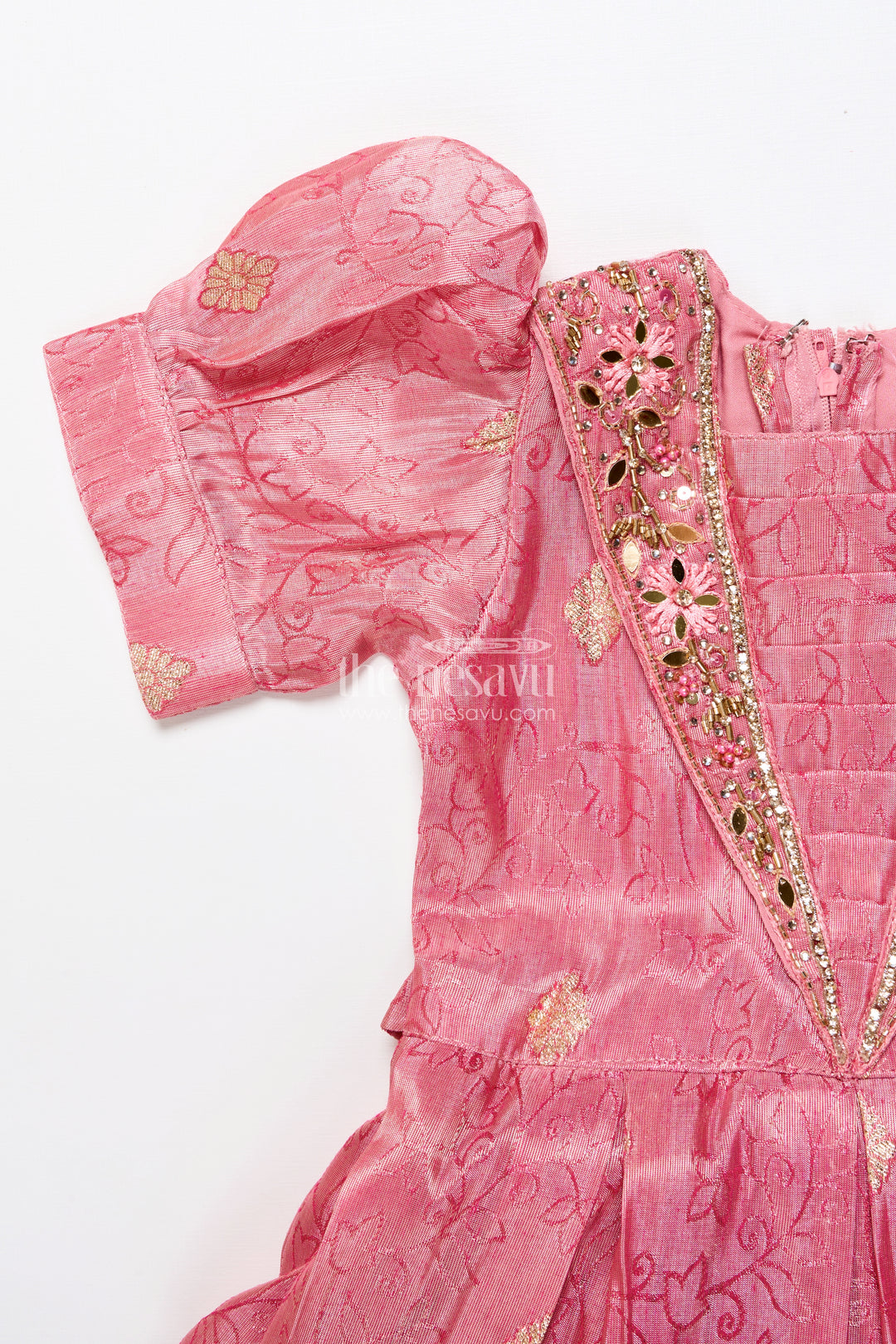 Girls silk frock with zari border for weddings and traditional celebrations