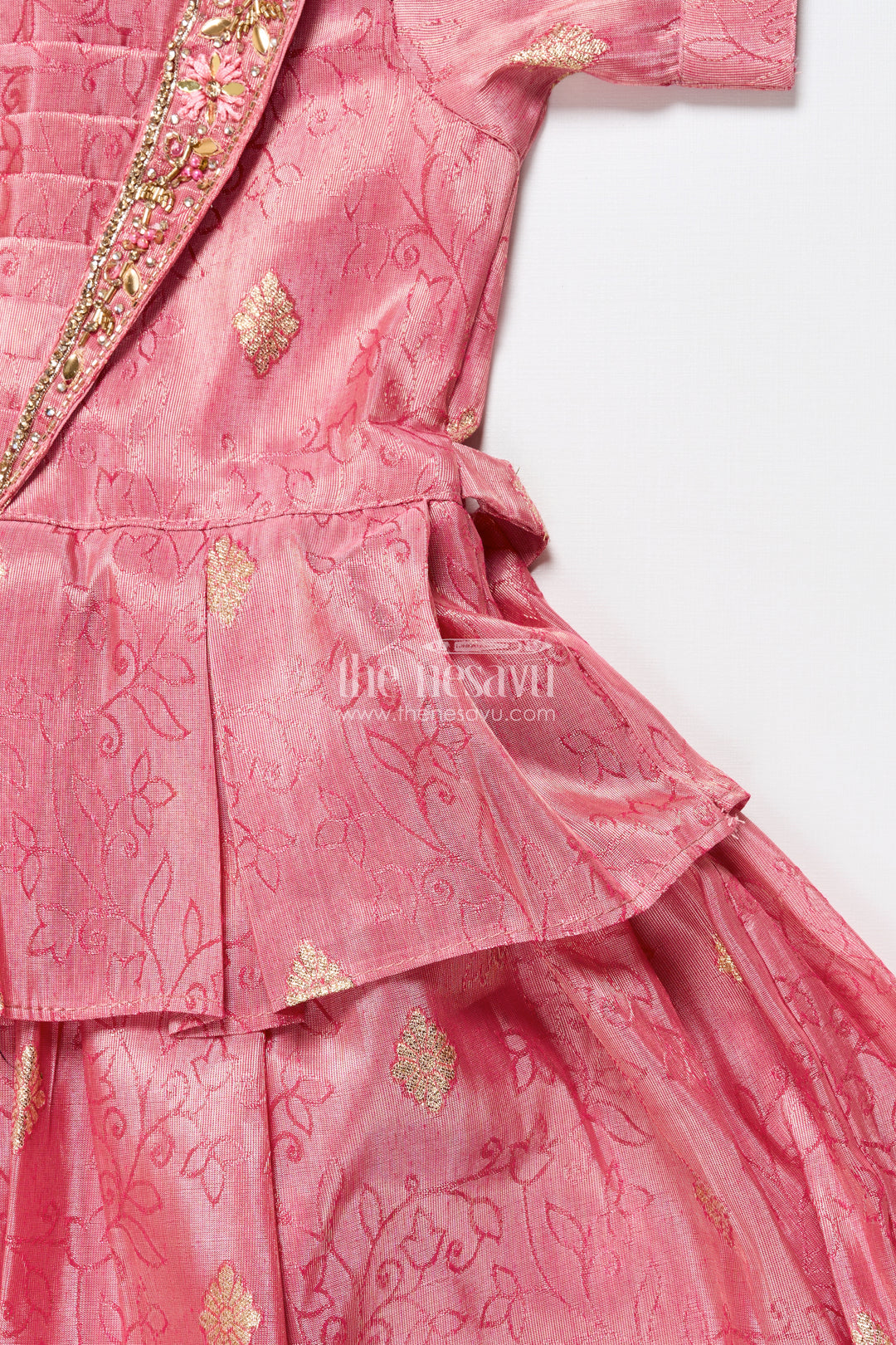 Girls silk frock with zari border for weddings and traditional celebrations