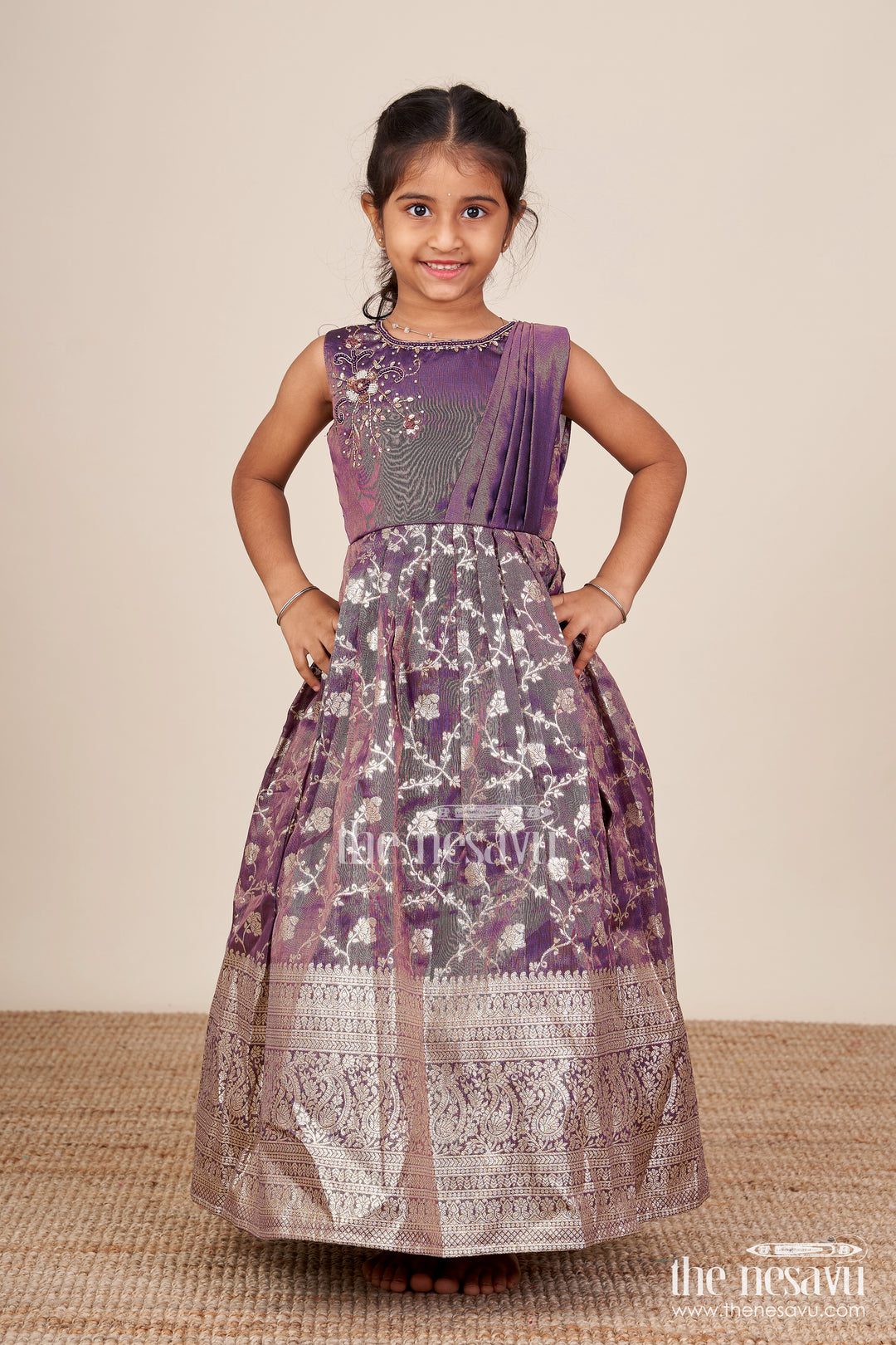 Girls silk gown for weddings and traditional family celebrations