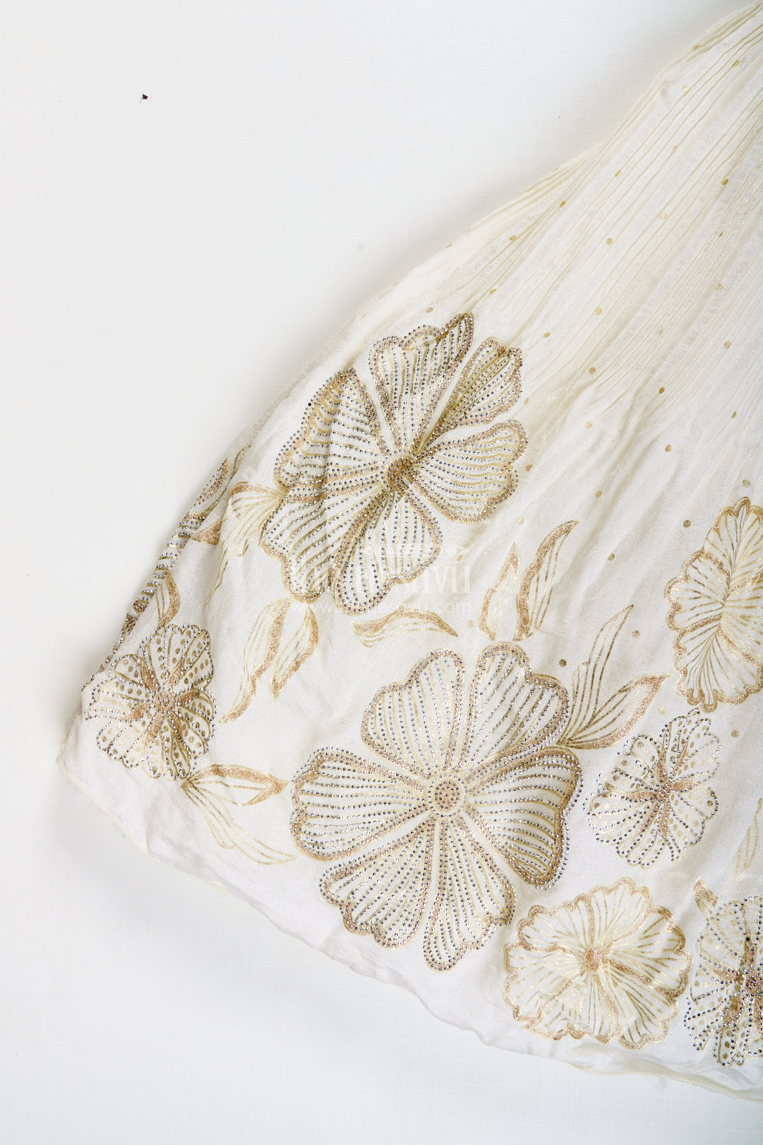 Baby Girl Cream Gown For Festive Occasions Georgette Ethnic Dress With Floral Stone Embroidery