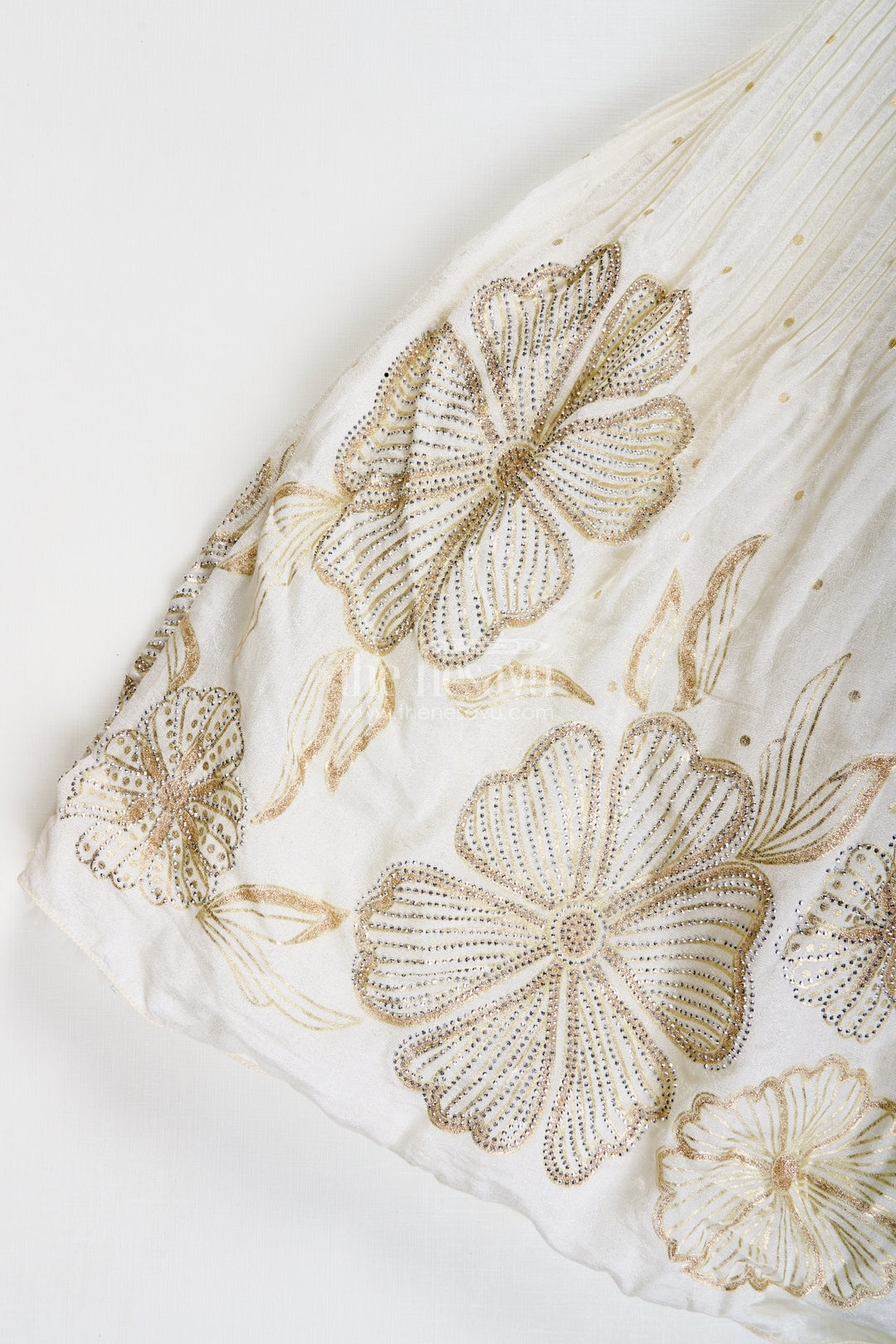 Baby Girl Cream Gown For Festive Occasions Georgette Ethnic Dress With Floral Stone Embroidery
