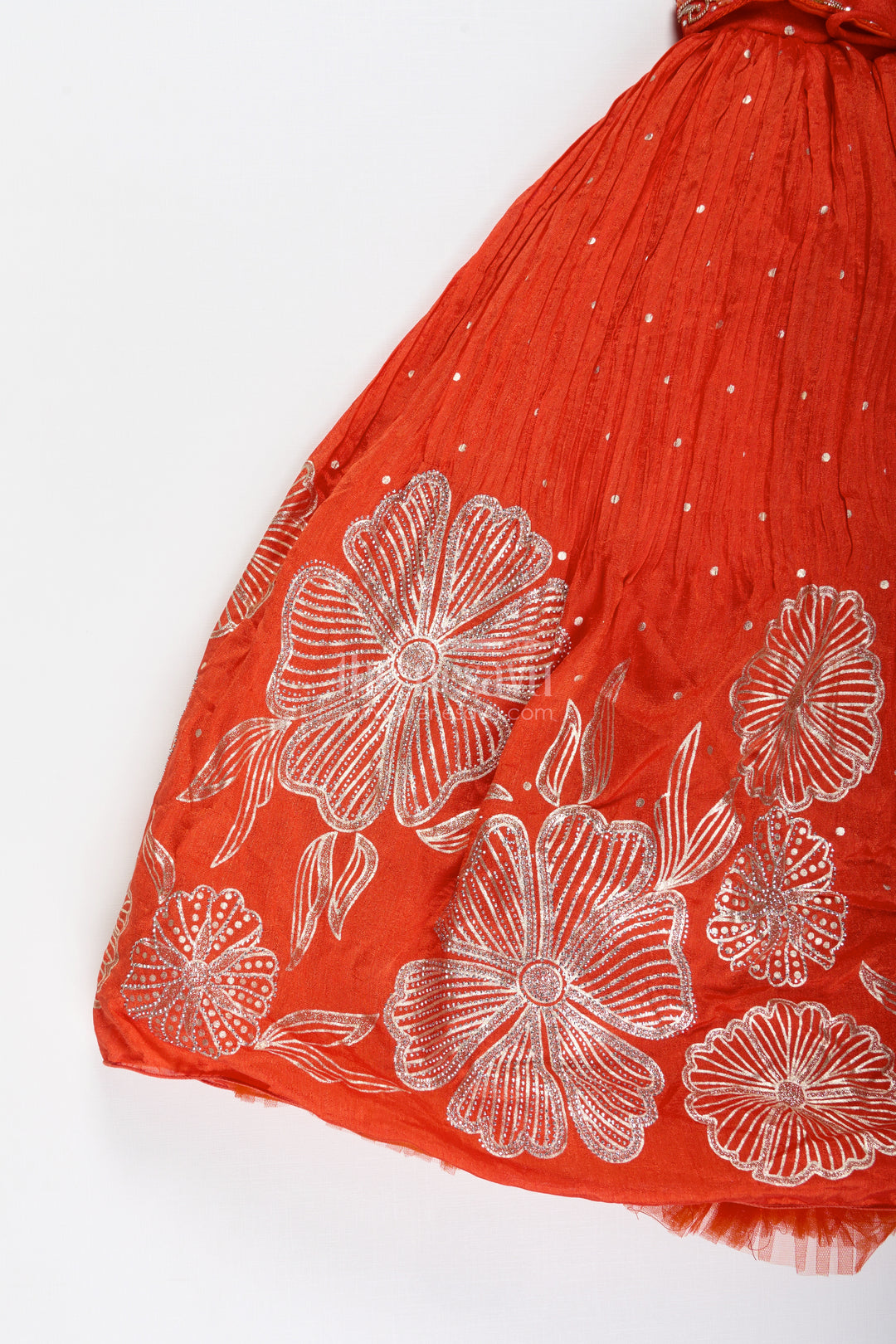 Baby Girl Orange Gown For Festive Celebrations Ethnic Stone Embellished Sibling Dress