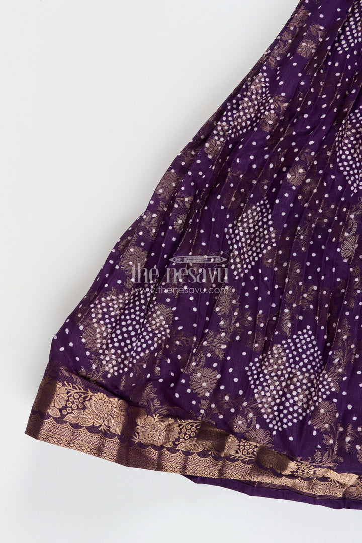 Girls jacquard party gown with full sleeves for traditional occasions