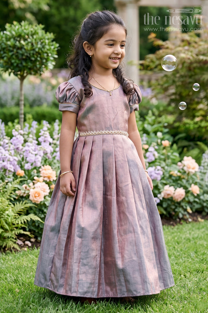 Girls Tissue Silk Gown for Festive Events and Family Gatherings