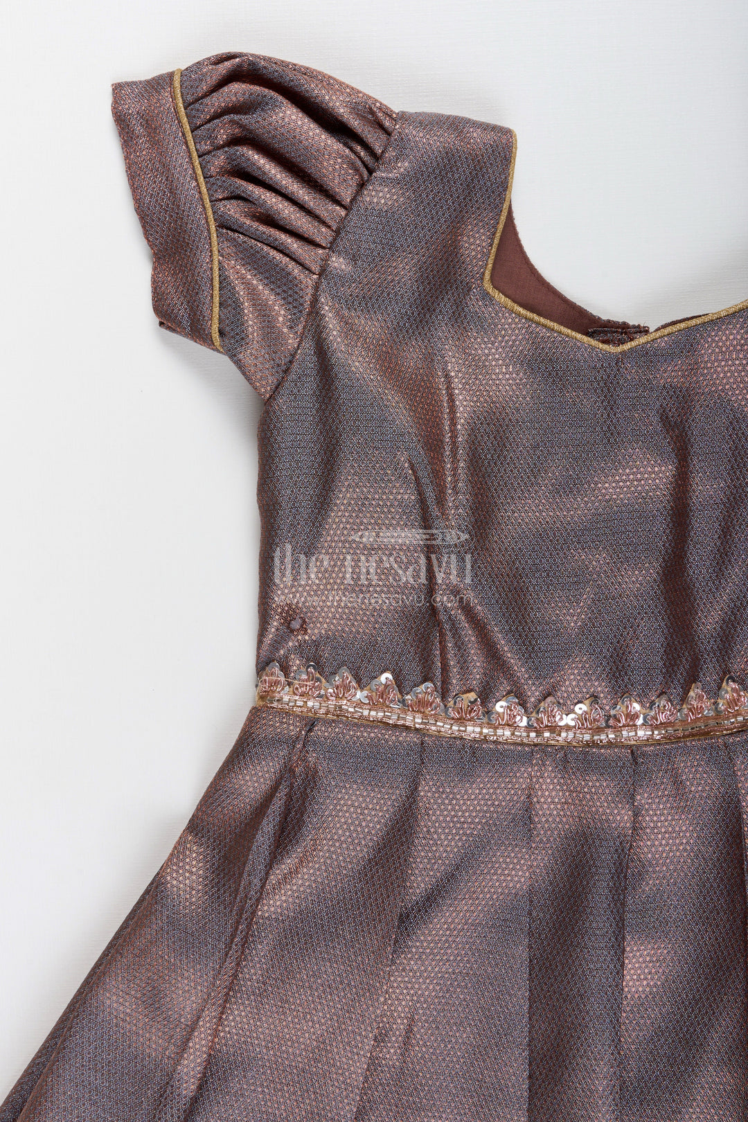 Girls tissue silk gown for festive events and family gatherings