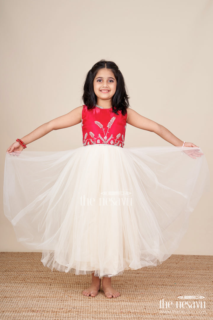 Girls party gown with net flare for birthdays and photo shoots