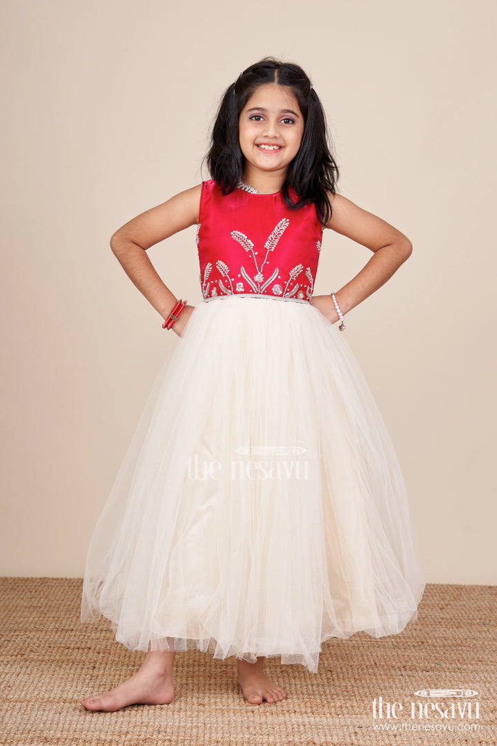 Girls party gown with net flare for birthdays and photo shoots